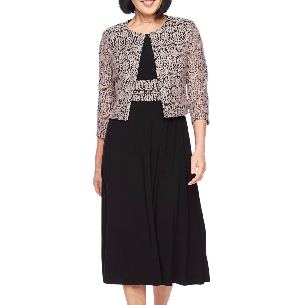 Jessica Howard 3/4 Sleeve Lace Jacket Dress